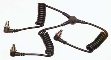 Coiled Y Cord with three Screwlock PC Connectors